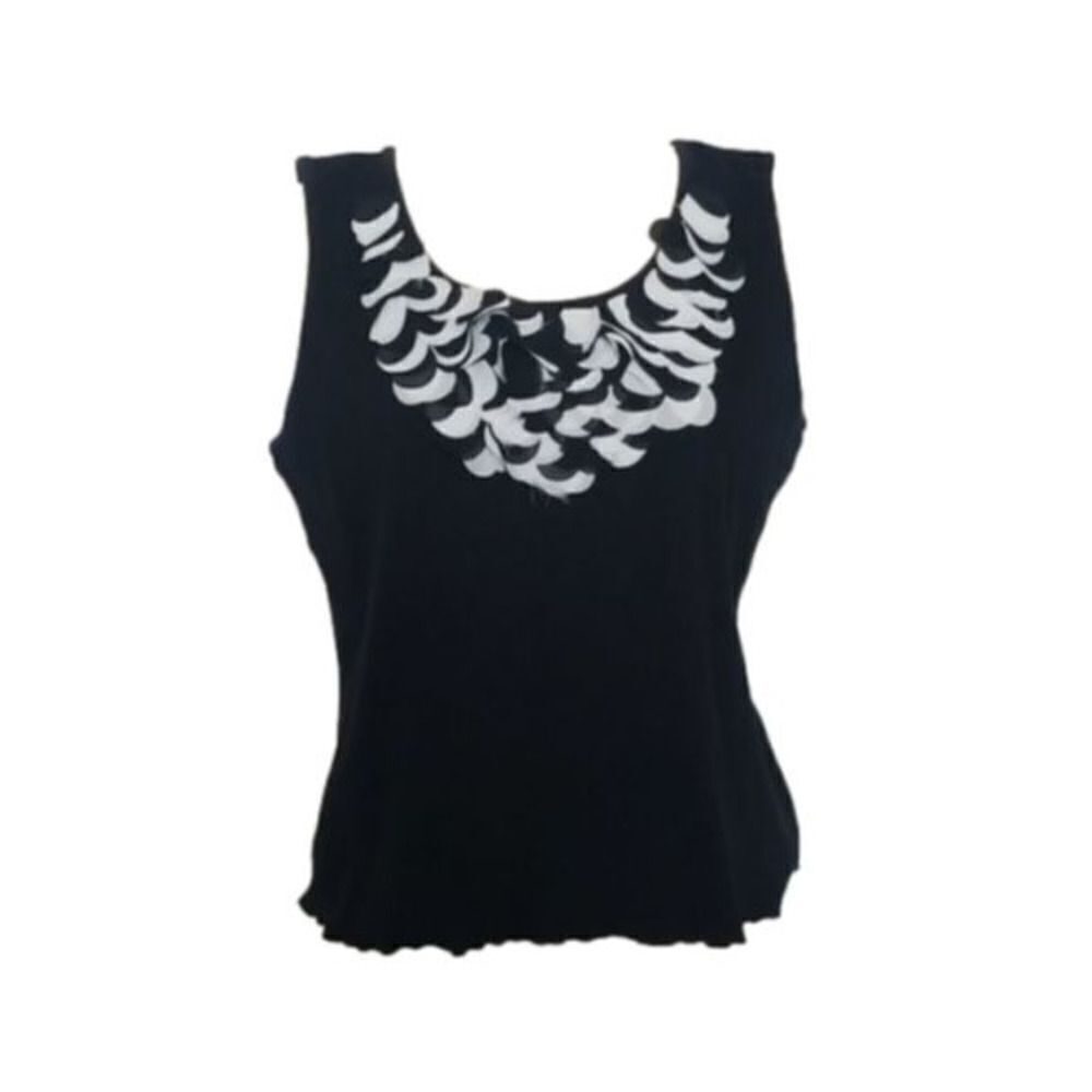 Ruby Rd Women's Black and white knit tank top Sleeveless‎ petite large